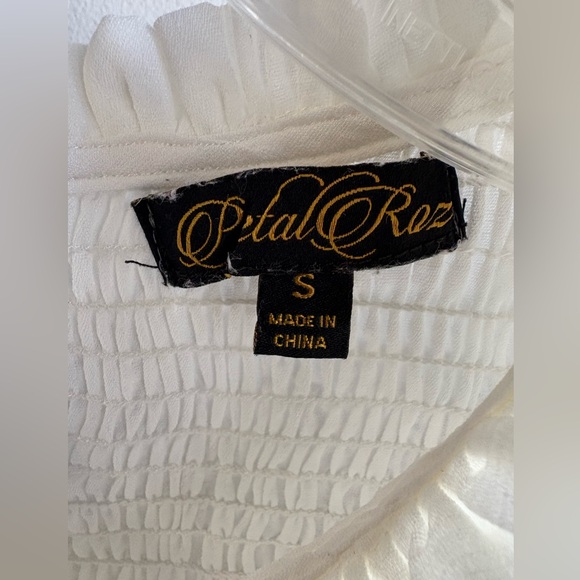 Petal Roz White Ruched long sleeve chiffon top women’s small blouse - Picture 5 of 11